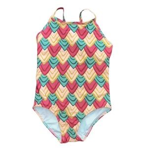 NWT one piece red yellow & green swim suit 2XL lined Adjustable bathing suit